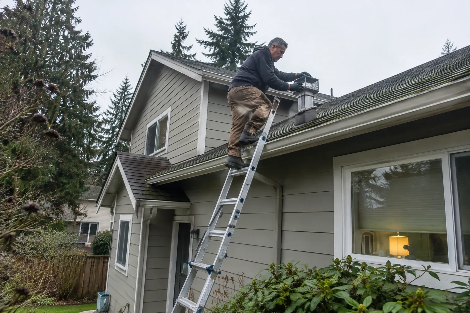 Fitting a mesh cap over a roof vent to keep animals out