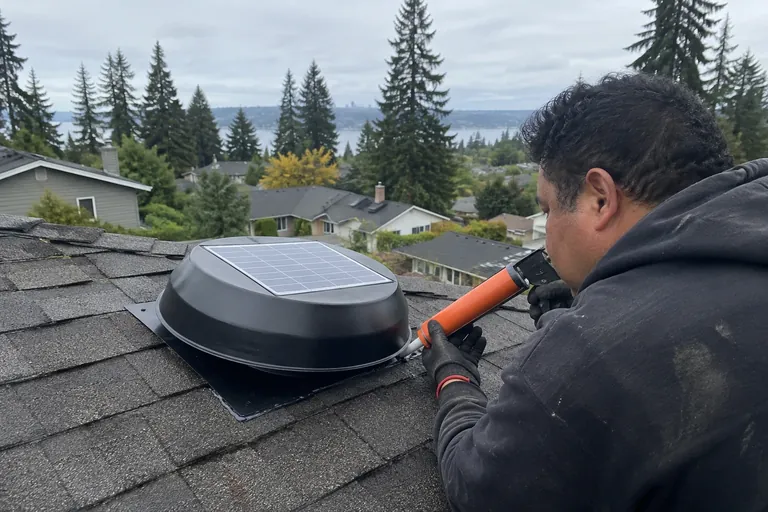 Solar attic fan installation