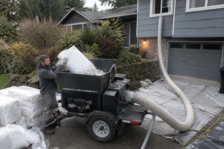 Blown-in insulation installation