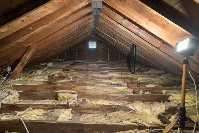 Attic before: thin settled batts with gaps