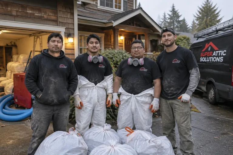 Crew members after a crawl space job