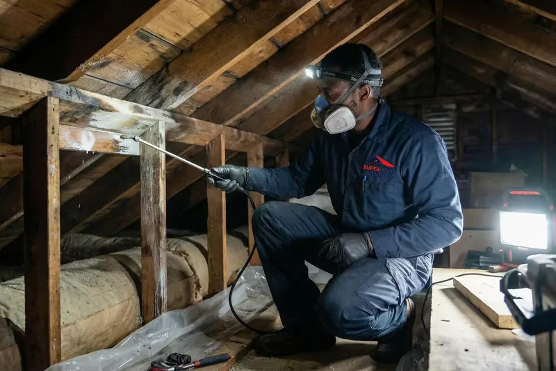 Treating mold on attic framing