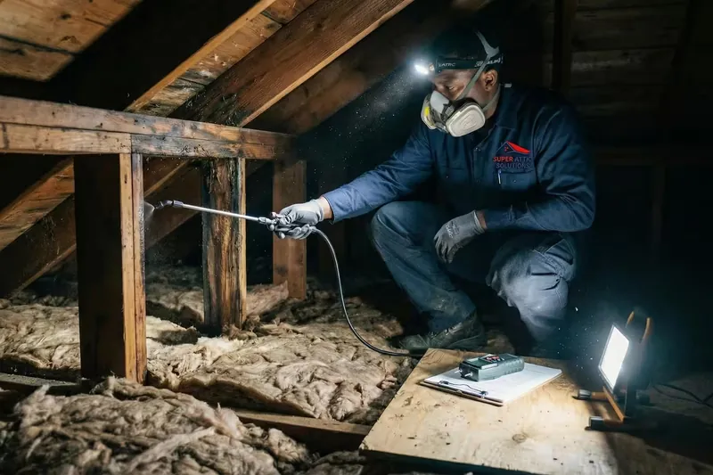 Mold treatment in an attic
