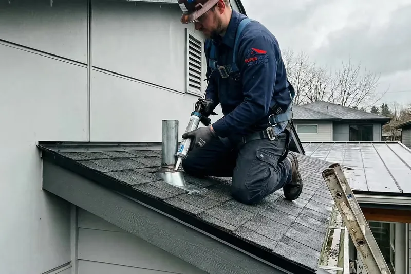 Technician working on a roof