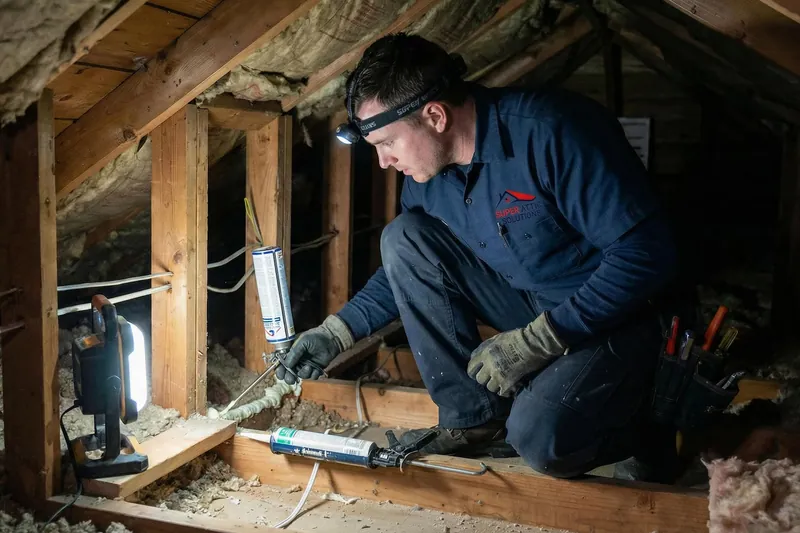 Sealing gaps at the attic top plate