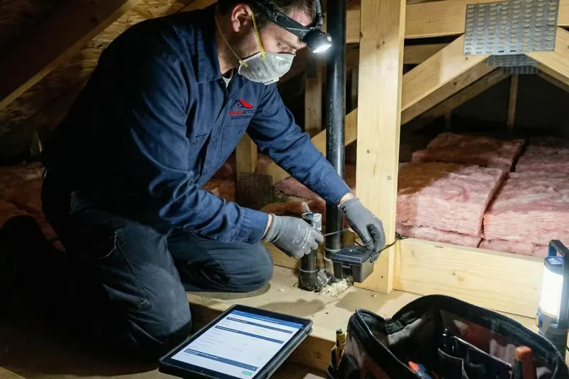 Technician setting up rodent traps